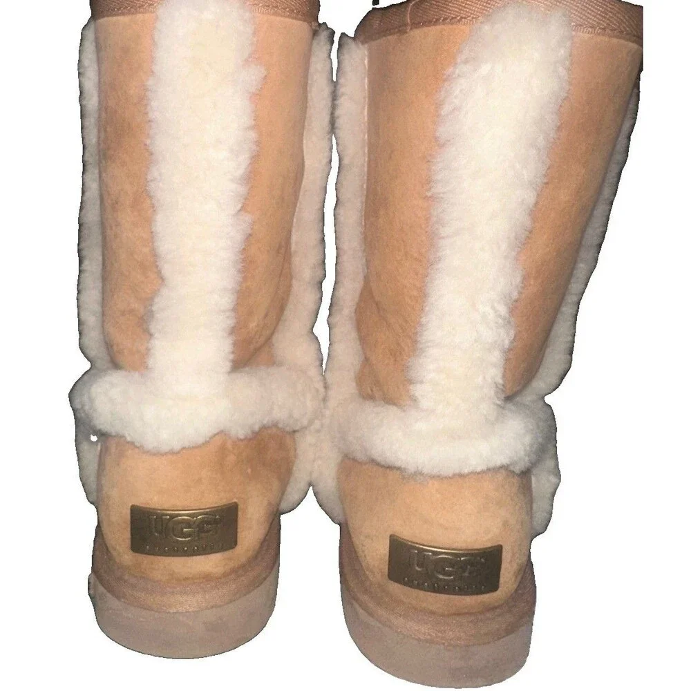 UGG Australia Classic Tall Spill Seam Chestnut Sheepskin Boots Women’s Size 8